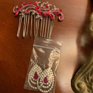 Prom earrings and comb